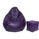 Super Comfy Leatherette Bean Bag and Puffy Cover (Set of 2, Without Beans)