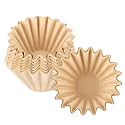 EUSOAR 1-4 Cup Disposable Coffee Filters, Pack of 200 Paper Basket Style Filter, Natural Brown Unbleached, for Home Commercial Coffee Dripper, for Single Pour Over and Drip Coffee Makers