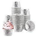 EUSOAR Aluminum Cupcake Liner, 3.5 Ounce 100Pcs Disposable Aluminum Foil Baking Cups, Ramekin Muffin Liners Cup, Pudding Liners Holders, Aluminum Cupcake Tip Pan Ramekin Holders