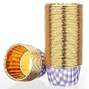 EUSOAR Aluminum Cupcake Liners, 50pcs 3.5oz Foil Baking Cups Purple White