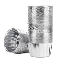 EUSOAR Aluminum Foil Silver Cupcake Liners, 50Pcs Disposable Muffin Liners, Baking Cups, Aluminum Cupcake Tip Pan Ramekin Holders, Little Pudding Cups
