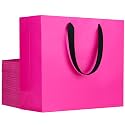 EUSOAR Birthday Gift Bag, 25pcs 12.5"x4.5"x11" Hot Pink Paper Bags with Handles Bulk, Gift Wrap Treat Thank You Shopping Wrapping Bags for Wedding Party Favors Baby Shower Bridesmaid Bridal Birthday