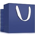 EUSOAR Blue Gift Bags with Handles, 50 pack 12.5"x4.5"x11" Kraft Paper Shopping Bags with Handles Bulk, Retail Wrapping Bags for Business, Craft Grocery, Boutique, Party Favor, Wedding