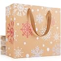 EUSOAR Christmas Large Snowflake Gift Wrap Bags, 20 Pack 12.5x4.5x11 Shopping Bags with Handles Bulk, Merchandise Retail Wrapping Bags for Business, Grocery, Boutique, Party Favor, Christmas Eve