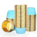 EUSOAR Cupcake Liners, 100pcs 3.5oz Blue Aluminum Foil Baking Cupcake Cups
