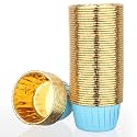 EUSOAR Cupcake Liners, 50pcs 3.5oz Blue Aluminum Foil Baking Cupcake Cups