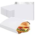 EUSOAR Grease Bag Disposable, 100pcs 6.7"x6.7"x1.2" White Aluminum Foil Hamburger Sandwich Wrappers Bags, Grease Resistant Food Storage Packaging Bag for Hot Food, Bakery Cookies, Snack
