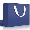 EUSOAR Large Navy Blue Gift Wrap Bags, 20 pack 12.5"x4.5"x11" Kraft Paper Shopping Bags with Handles Bulk, Retail Wrapping Bags for Business, Craft Grocery, Boutique, Party Favor, Wedding