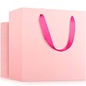 EUSOAR Large Pink Gift Bags with Handles, 50 Pack, 12.5x4.5x11 inches, Retail Wrapping Bags for Gifts, Wedding, Craft, Grocery, Boutique, Party Favor, Business