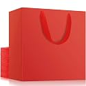EUSOAR Large Red Shopping Bags, 25 Pack 12.5x4.5x11 inches Gifts Wrap Bags Handles Bulk, Merchandise Retail Wrapping Bags for Business, Craft Grocery, Boutique, Party Favor, Wedding