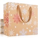EUSOAR Large Snowflake Gift Wrap Bags, 25 Pack 12.5x4.5x11 Shopping Bags with Handles Bulk, Merchandise Retail Wrapping Bags for Business, Grocery, Boutique, Party Favor, Christmas Eve