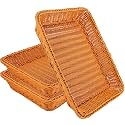 EUSOAR Large Wicker Basket, 15.8"x 11.8"x 3.0" 3pcs Bread Baskets Trays for Food Serving，Woven Tabletop Food Fruit Vegetables Serving Basket for Restaurant Bakery Family Party
