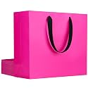 EUSOAR Paper Bags with Handles, 12pcs 12.5"x4.5"x11" Hot Pink Gift Bags Bulk, Gift Wrap Treat Thank You Shopping Wrapping Bag for Wedding Party Favors Bridesmaid Bridal Birthday
