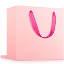 EUSOAR Pink Gift Bags, 3 Pack 12.5x4.5x11 inches Large Shopping Gift Wrap Kraft Paper Bags with Handles Bulk, Retail Thank You Bag for Wedding, Craft Grocery, Boutique, Party Favor, Business