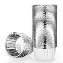 EUSOAR Silver Cupcake Liners, 50pcs 3.5oz Cupcake Holders Disposable Dessert Containers, Mini Cheesecakes Baking Cups Aluminum Foil Wrappers Muffin Ramekins for Birthday Wedding Bridal Party