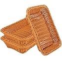 EUSOAR Wicker Bread Basket, 11.8"x 7.9"x 2.4" 3pcs Tabletop Food Serving Baskets Trays, Bread Proofing Basket, Food Fruit Vegetables Sundries Storage Basket for Restaurant Bakery Family Party