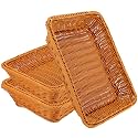 EUSOAR Wicker Bread Basket, 3 Pack Brown Food Serving Baskets, Natural Woven Decorative Loaf Bread Fruit Vegetables Snack Food Serving Storage Display Decor Baskets for Restaurant Bakery Family Party