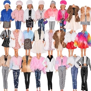 eutenghao doll winter coat clothes set for 1153939 girl doll include winter fashion coat jacket tops jeans t-shirt pants skirt dress hat suitable for 30cm dolls for girls gift