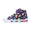 EUXTERPA Kids Light-Up Sneakers High-Top Canvas Shoes