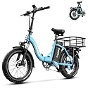 EUYBIKE Electric Bike for Adults, 20"x 3" Fat Tire Cargo Ebike with Seat, 1450W Peak 2 Seater Commute Bike with 48V 20AH Removable 960WH Battery, 80 Miles Max Range 7-Speed Step-Thru Electric Bicycle