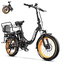 EUYBIKE Electric Bike for Adults, 20"x 3" Fat Tire Cargo Ebike with Seat, 1450W Peak 2 Seater Commute Bike with 48V 20AH Removable 960WH Battery, 80 Miles Max Range 7-Speed Step-Thru Electric Bicycle