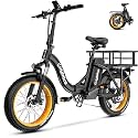 EUYBIKE Electric Bike for Adults, 20"x 3" Fat Tire Cargo Ebike with Seat, 1450W Peak 2 Seater Commute Bike with 48V 20AH Removable 960WH Battery, 80 Miles Max Range 7-Speed Step-Thru Electric Bicycle