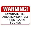 Evacuate This Area Immediately If Fire Alarm Sounds Warning Metal Sign Tin Signs Aluminum Plaque for Outdoors Use Yard Farm Fence Home Wall Decor 12x16 inch