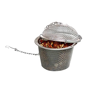 stainless steel filter infuser 45cm basket shaped for green and loose leaf tea with chain and hook pack of 6