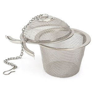 stainless steel tea filter infuser 45cm basket shaped tea infuser for green tea loose tea leaf and tea bags with a chain and a hook