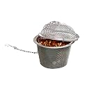 Stainless Steel Filter Infuser 4.5cm Basket Shaped for Green and Loose Leaf Tea With Chain and Hook (Pack of 6)
