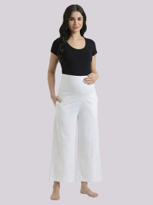 Evamomies Women Regular Fit White Cotton Blend