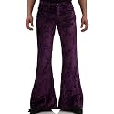 EVEDESIGN Mens Bell Bottom Velvet Pants 60s 70s Disco Outfits for Men Vintage Flared Jeans