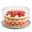 Evelots 11-Inch Cake Container with Lid, Portable Carrier for Cakes & Pies