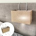 Evelots Headboard Reading Lamp, Over Bed Book Light with Tan Fabric Shade
