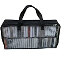 Evelots Cassette Tape Bag -See Thru Organizer Storage with Handles - Easy Carrying Case - No Dust or Moisture - Holds 50 Tapes with cases