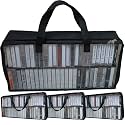 Evelots Cassette Tape Storage Bag, Holds 200 Tapes with Handles