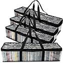 Evelots CD Storage Bags, 4 Pack, Holds 192 CDs, Zebra Print