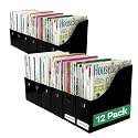 Evelots Magazine File Holder - Set of 12 Black - Office Desk Organizer - Sturdy Cardboard - New Upgraded Double Front Panel for More Stability - Full 4 Inch Wide - Easy Assemble