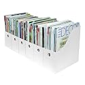 Evelots Magazine File Holder -Set of 6 White - Office Desk Organizer - Sturdy Cardboard - New Upgraded Double Front Panel -4" Wide-Easy Assemble