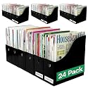 Evelots Magazine File Holder Set, Black Cardboard Office Organizer, 24-Pack