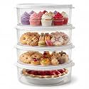 Evelots Pie Container with Lid, 4-Pack, 11-Inch, Clear BPA-Free Carriers