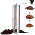 Even Manual Coffee Grinder, Stainless Steel, Adjustable Ceramic Burr Mill with 4 Grind Settings, Portable Hand Crank Coffee Bean Grinder for Home, Travel, Camping