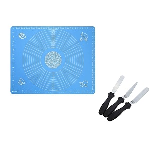 even silicone baking mat silicone chapati atta kneading mat non-stick fondant rolling mat stretchable for kitchen roti chapati cake  multicolour baking mat and icing spatulas