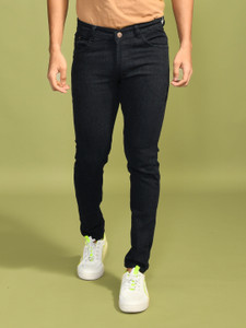 EventJins Men Regular Mid Rise Black Jeans