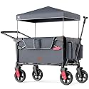 EVER ADVANCED Wagon Stroller for 2 Kids, Compact One-Step Fold Stroller Wagon with Adjustable Push/Pull Handles, Folding Wagon for Travel, Park & Beach, Includes Removable UV Canopy, Grey