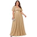 Ever-Pretty Plus Women's Fall Glitter Plus Size Formal Evening Dresses