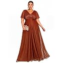 Ever-Pretty Plus Women's Fall Glitter Plus Size Formal Evening Dresses
