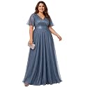 Ever-Pretty Plus Women's Fall Glitter Plus Size Formal Evening Dresses