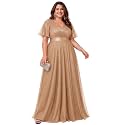 Ever-Pretty Plus Women's Fall Glitter Plus Size Formal Evening Dresses