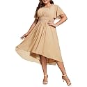 Ever-Pretty Women's Chiffon High Low Plus Size Cocktail Wedding Guest Dress